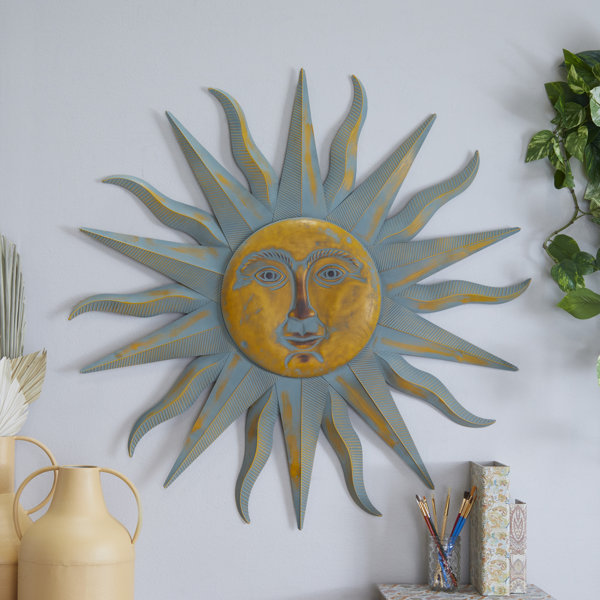 Smiling good Sun Face Tile, Handcrafted Whimsey Garden Plaque, Outdoor Wall Ornament, Whimsical Pottery Gifts